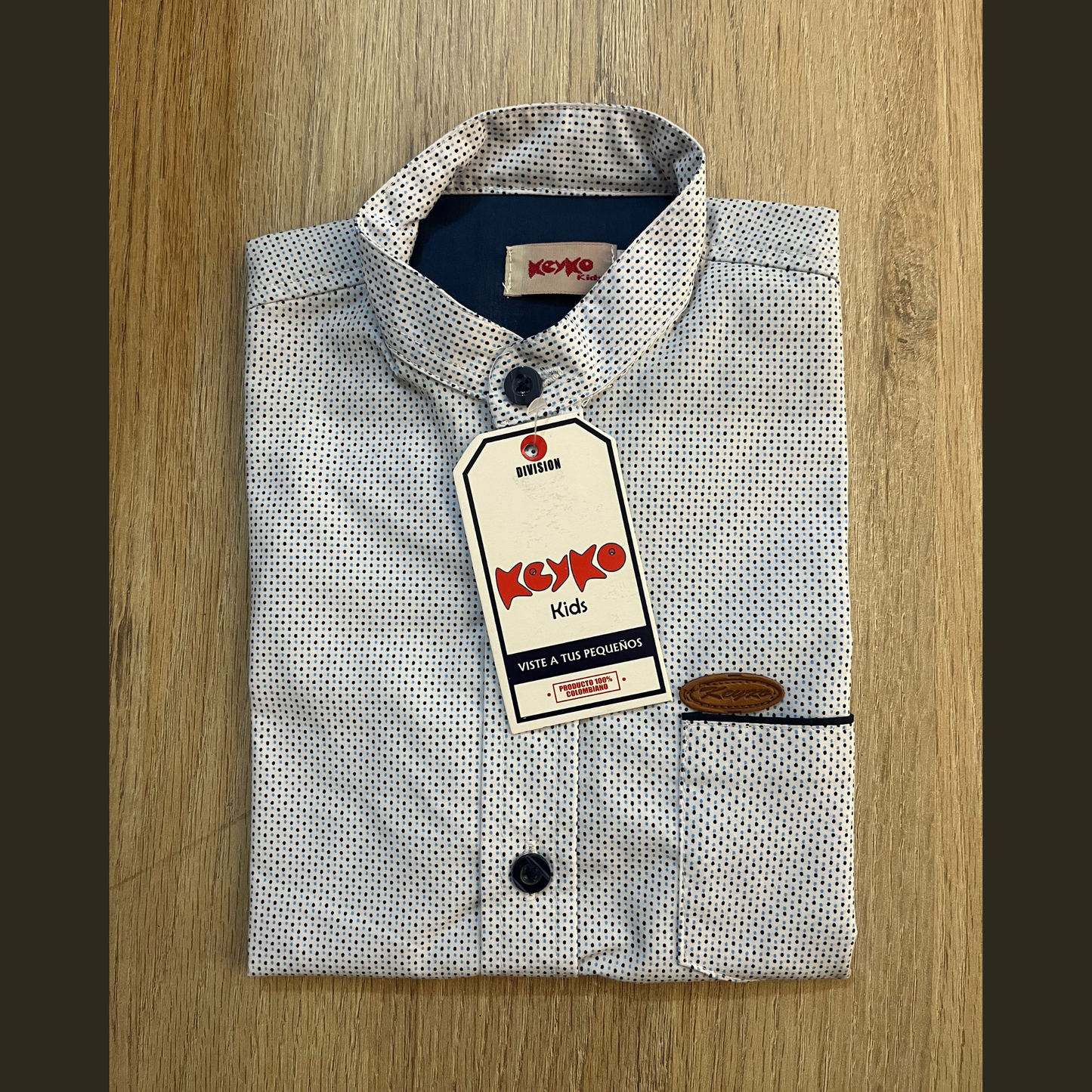 Camisa Algodón niño manga corta - Blanco puntos