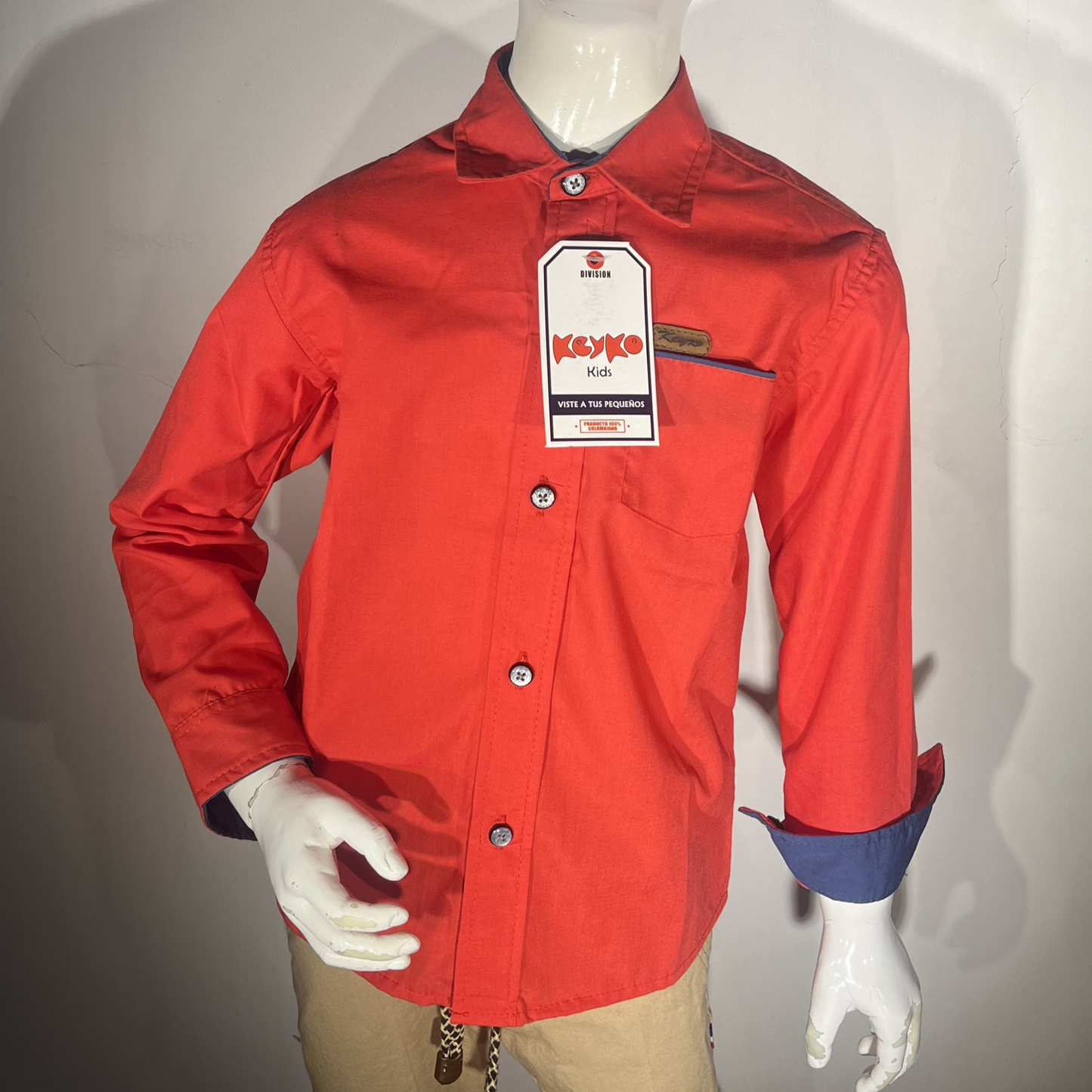 Camisa Algodón niño manga larga - Rojo