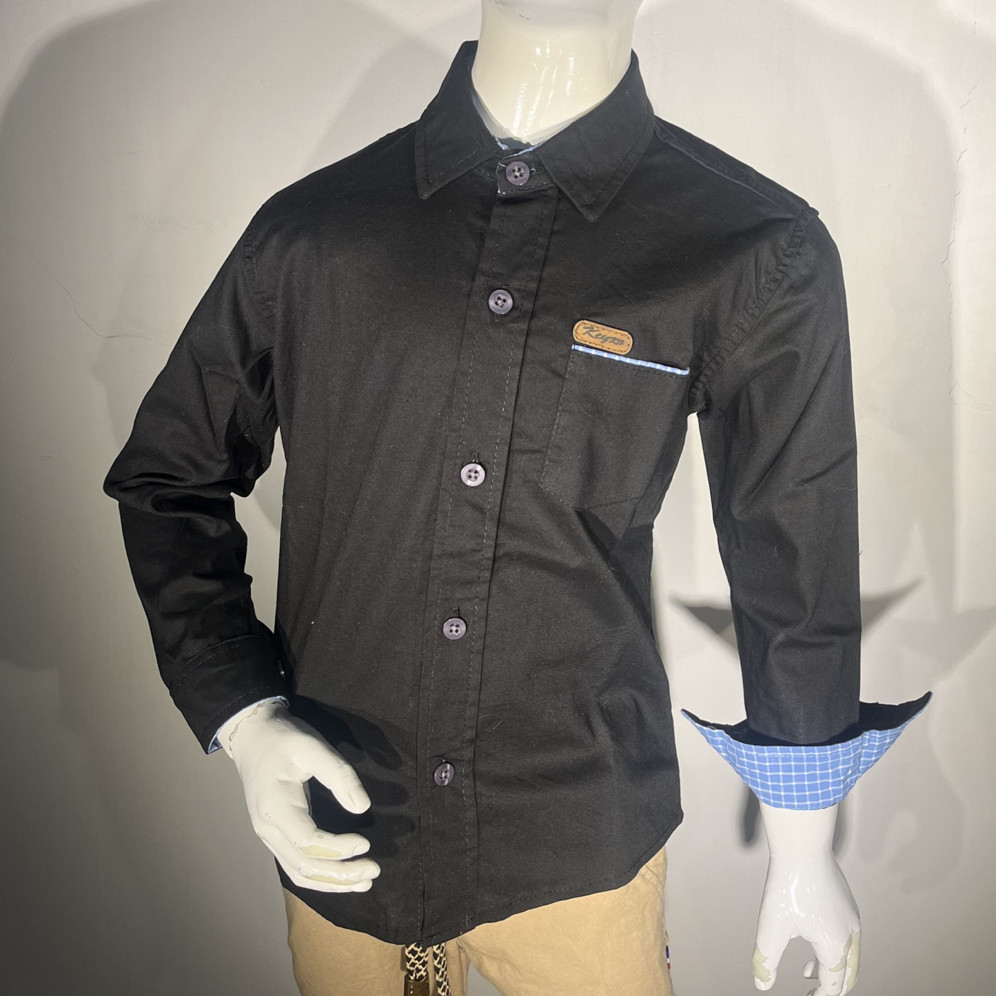 Camisa Algodón niño manga larga - Negro