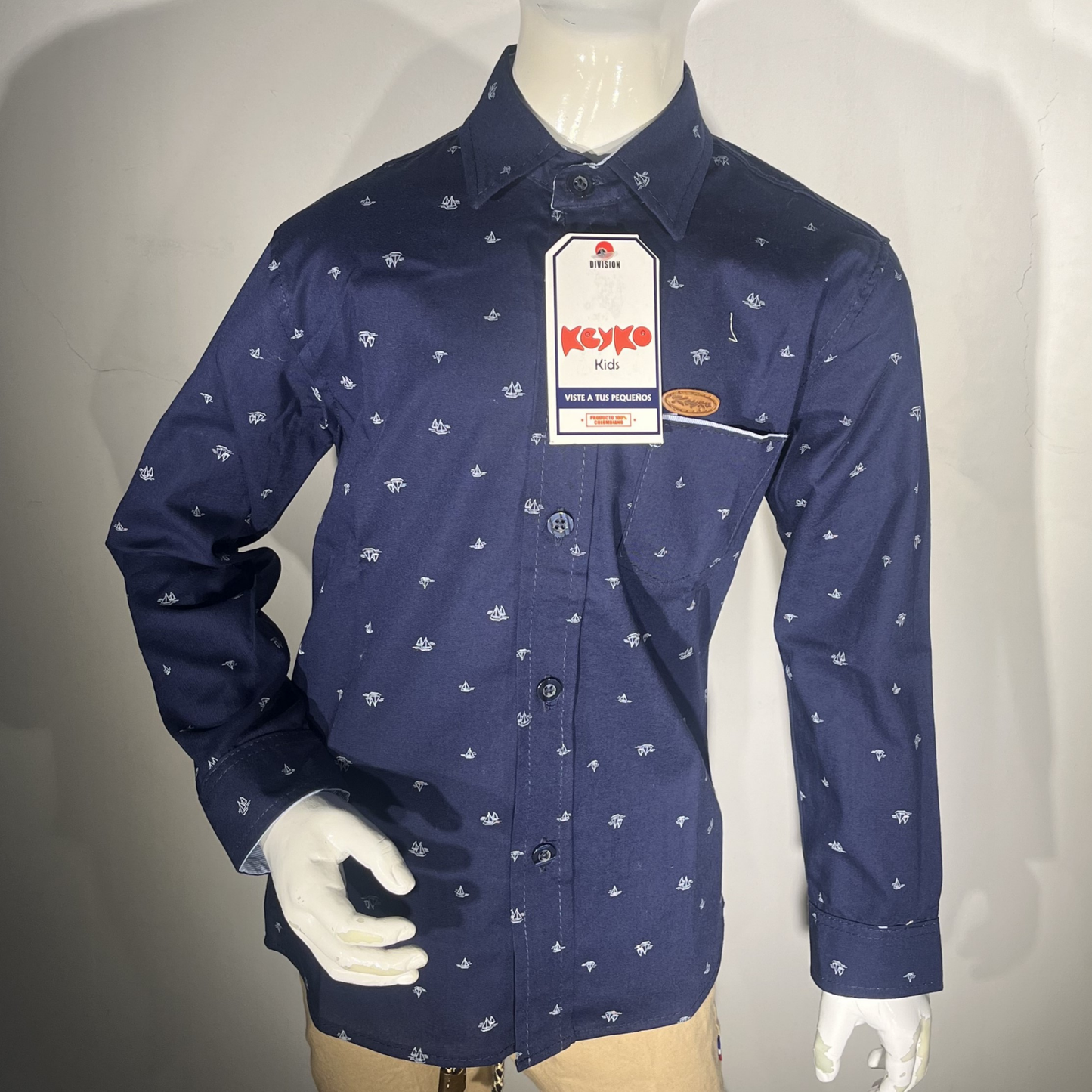 Camisa Algodón niño manga larga - Azul oscuro 1