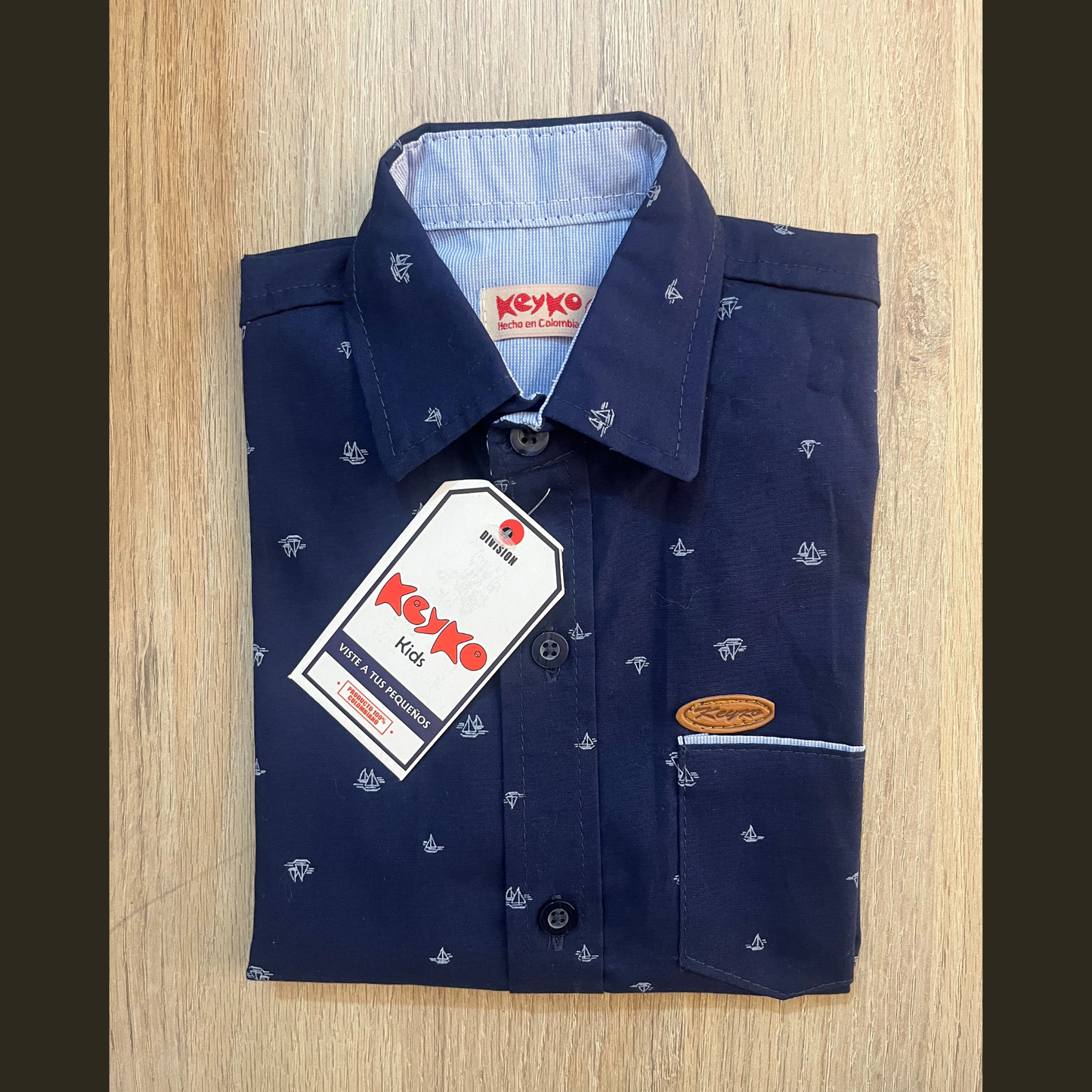 Camisa Algodón niño manga larga - Azul oscuro 1