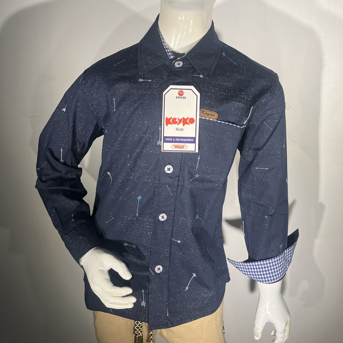 Camisa Algodón niño manga larga - Azul oscuro 2