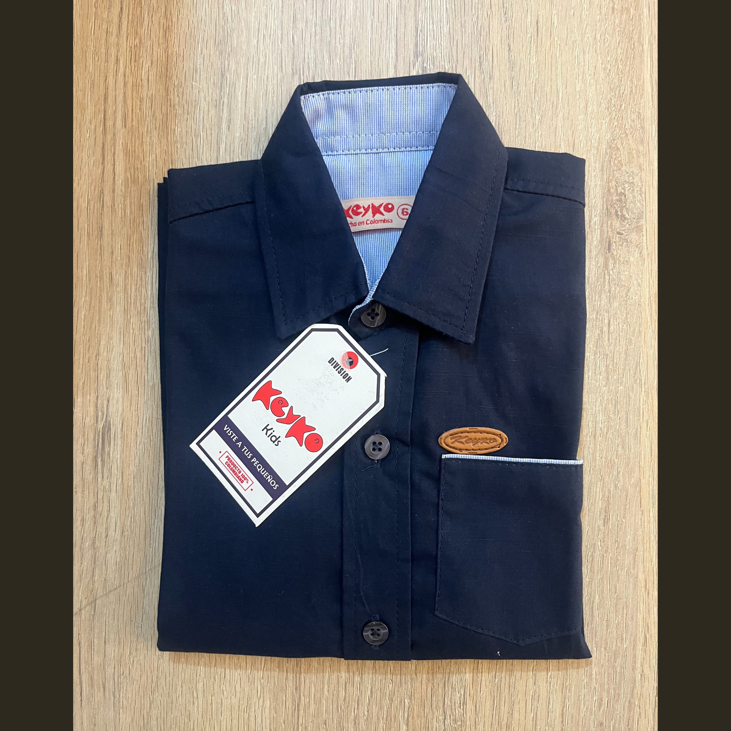Camisa Algodón niño manga larga - Azul oscuro 3