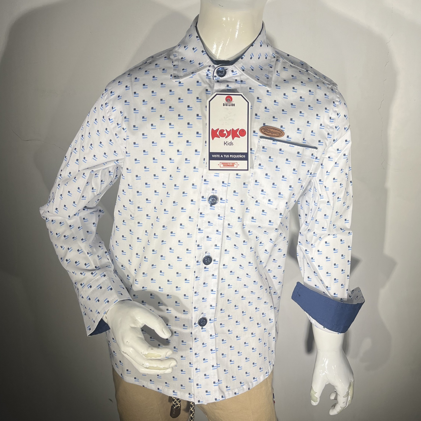 Camisa Algodón niño manga larga - Blanco