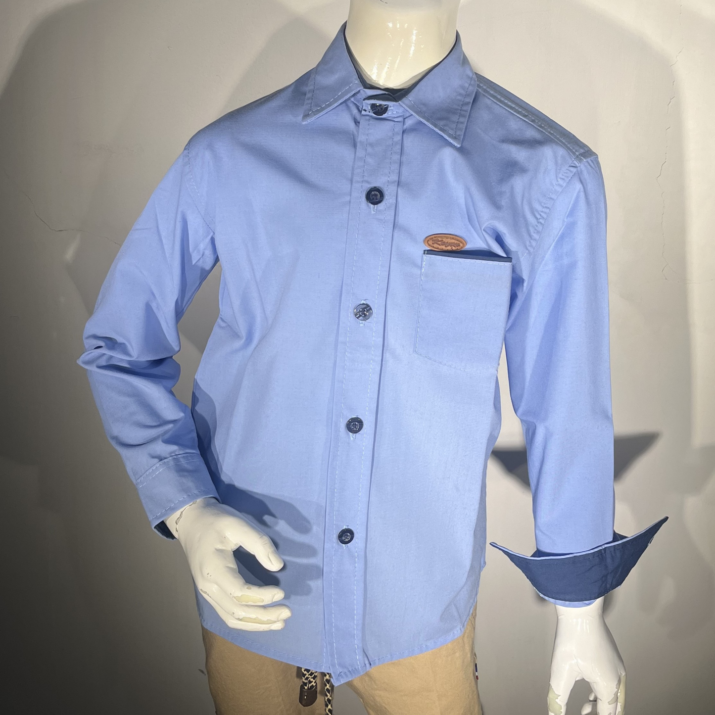 Camisa Algodón niño manga larga - Azul claro