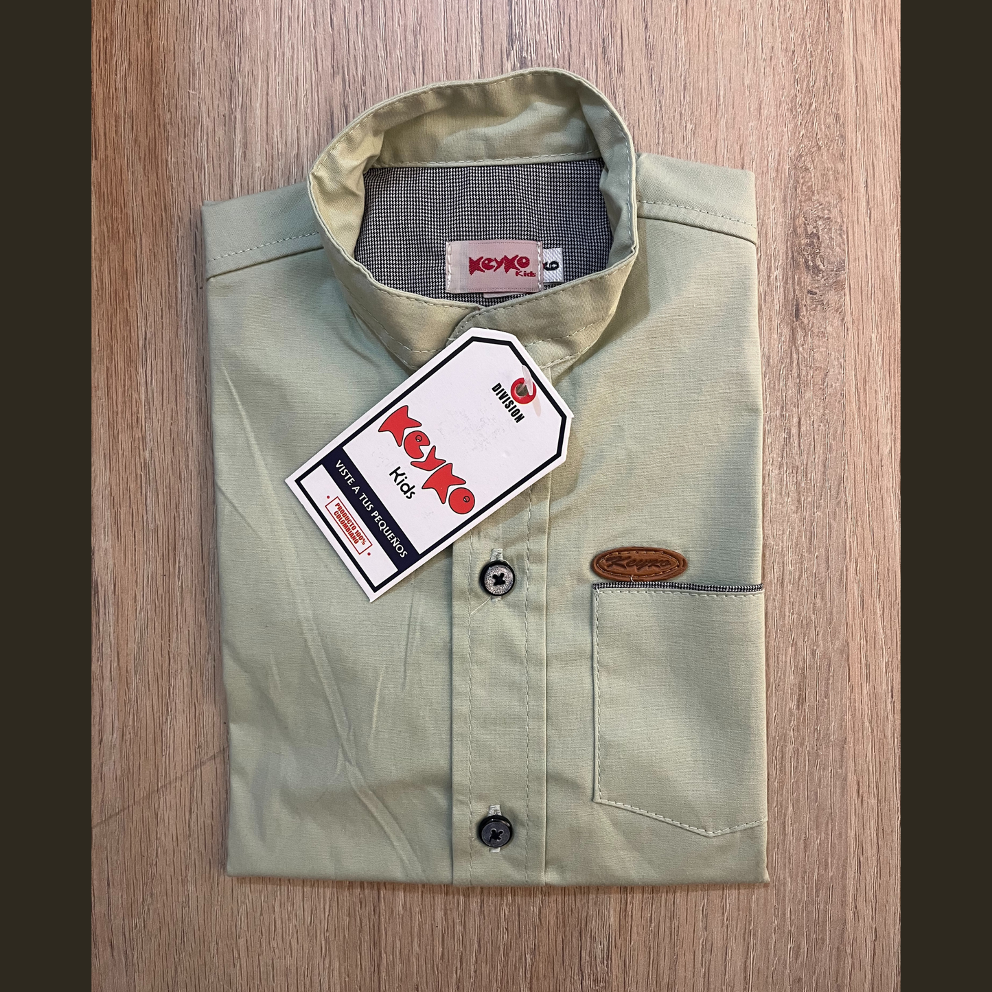 Camisa Algodón niño manga corta - Verde pistacho
