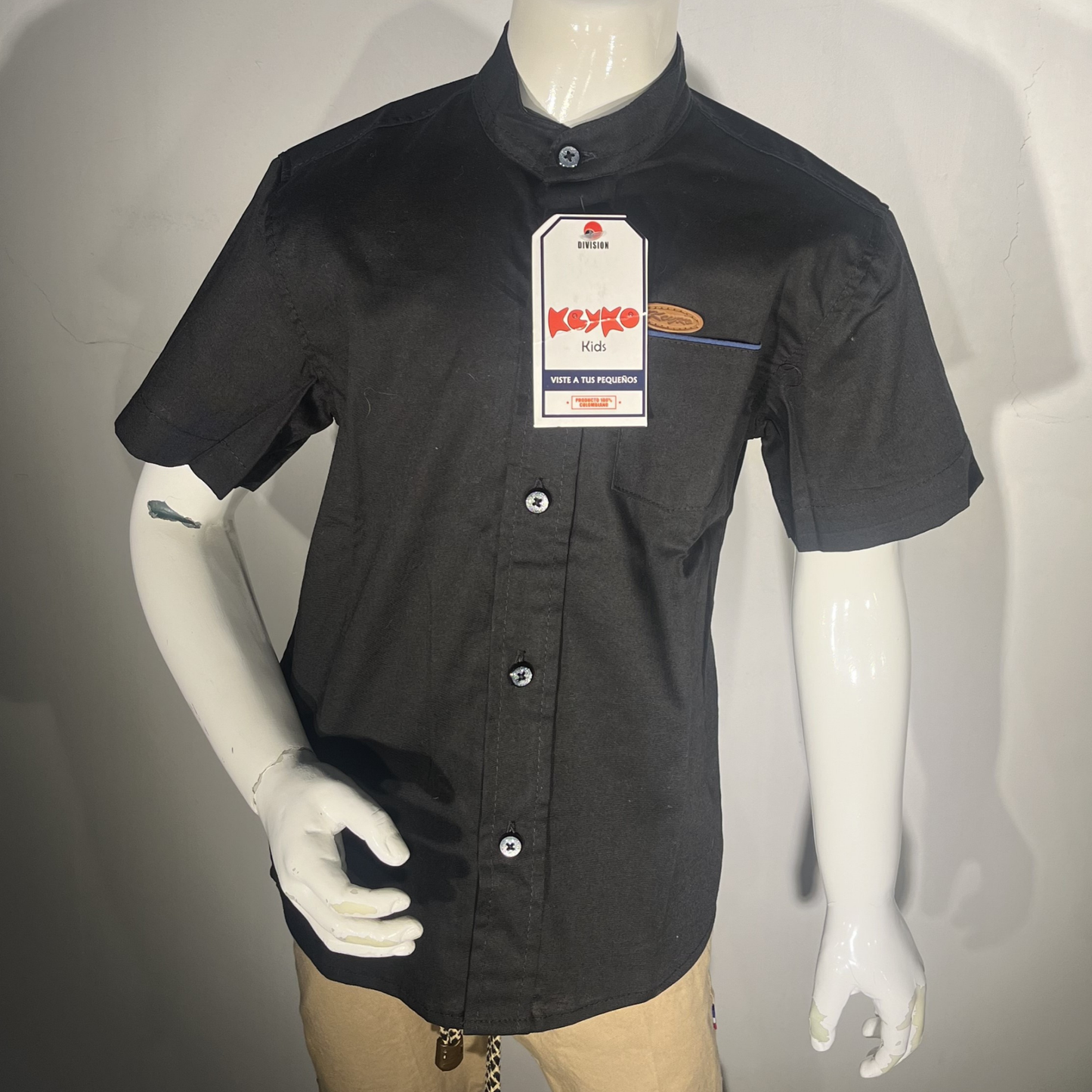 Camisa Algodón niño manga corta - Negro