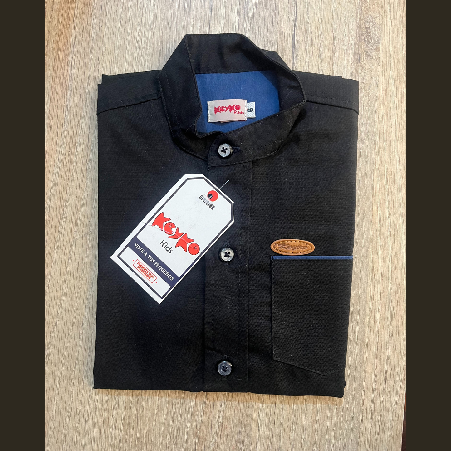 Camisa Algodón niño manga corta - Negro
