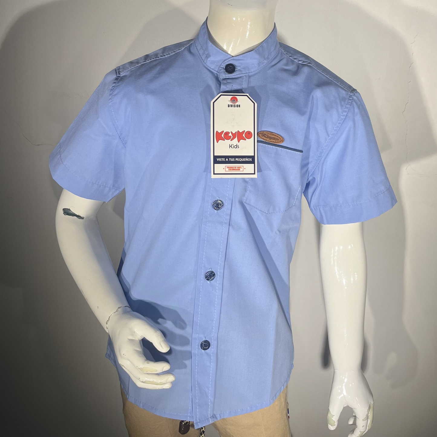 Camisa Algodón niño manga corta - Azul claro