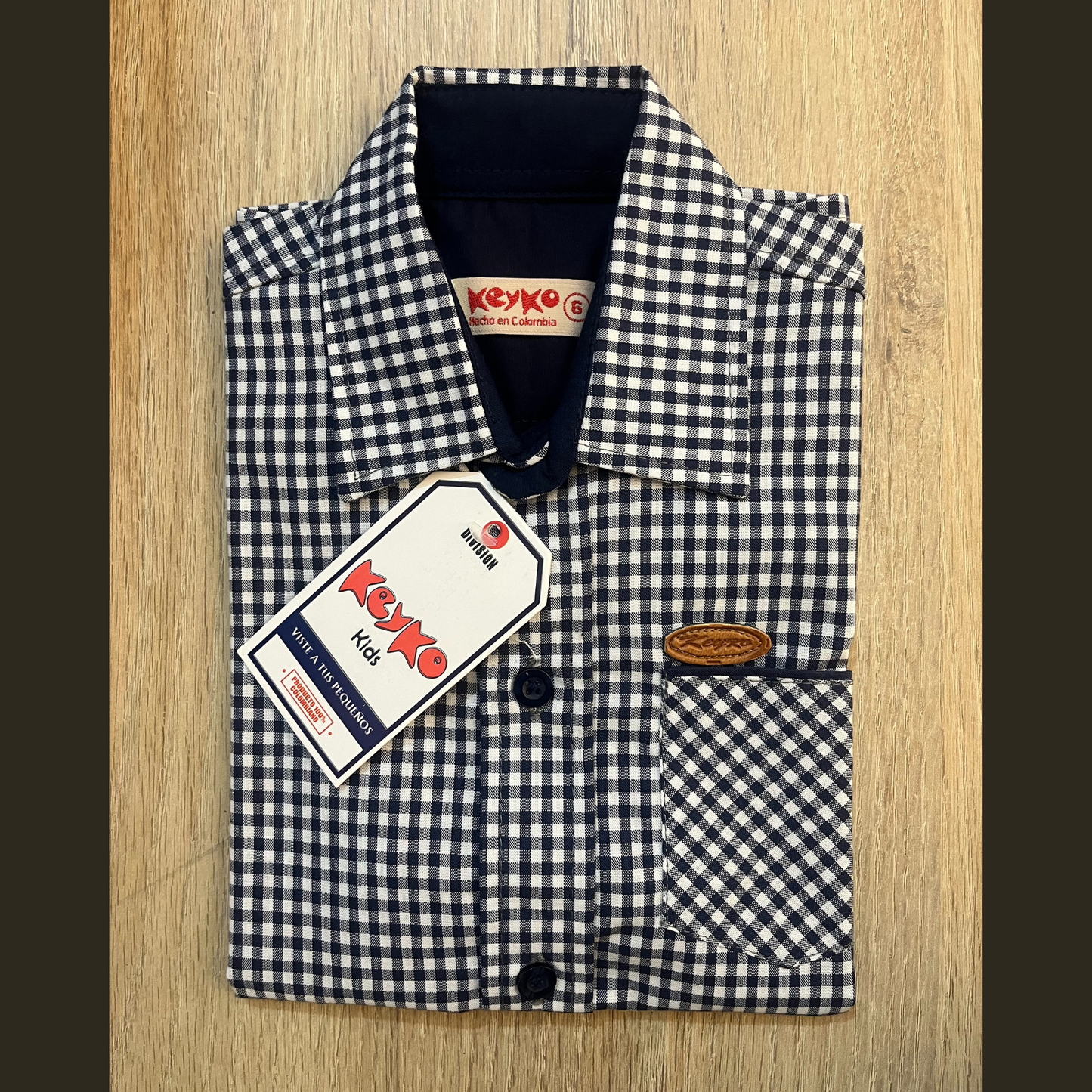 Camisa Algodón niño manga corta - Cuadros blanco/negro