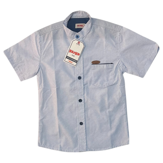 Camisa Algodón niño manga corta - Blanco puntos