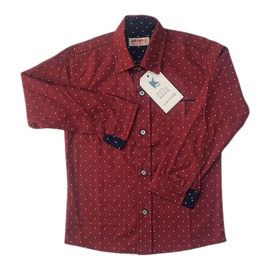 Camisa Algodón niño manga larga- Vino tinto