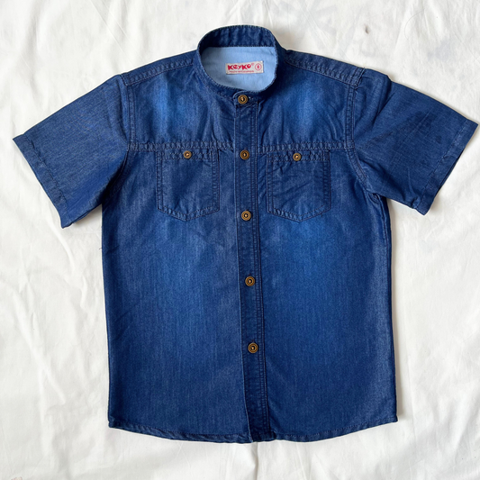 Camisa jean manga corta - azul oscuro