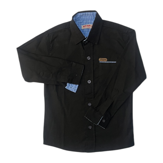 Camisa Algodón niño manga larga - Negro
