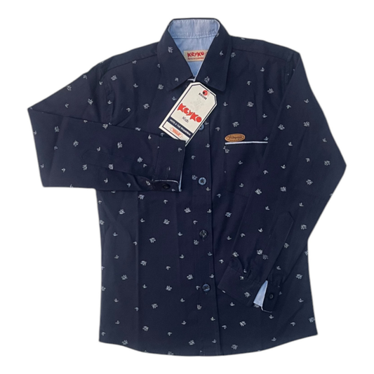 Camisa Algodón niño manga larga - Azul oscuro 1