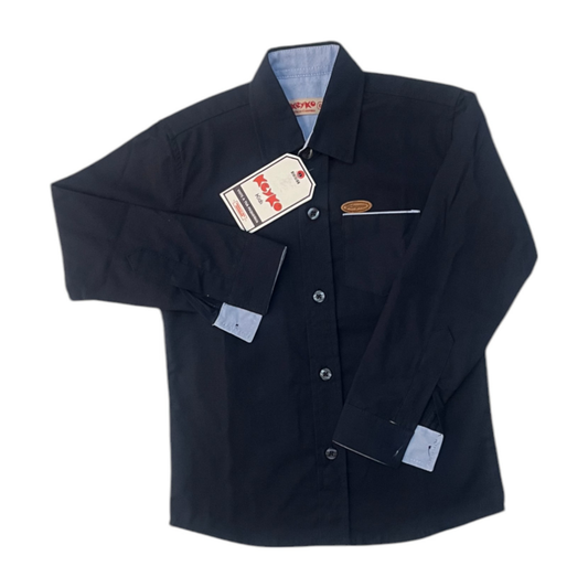 Camisa Algodón niño manga larga - Azul oscuro 3