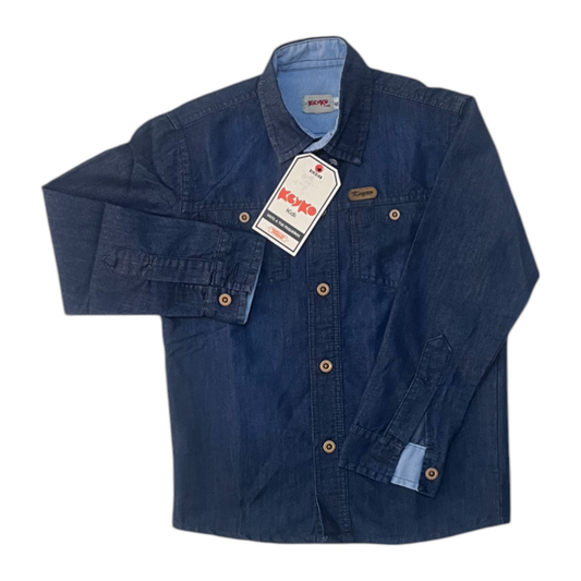 Camisa jean manga larga - azul oscuro