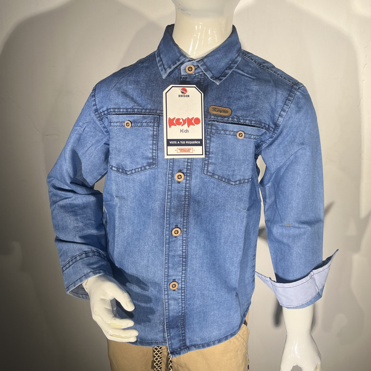 Camisa jean manga larga - azul