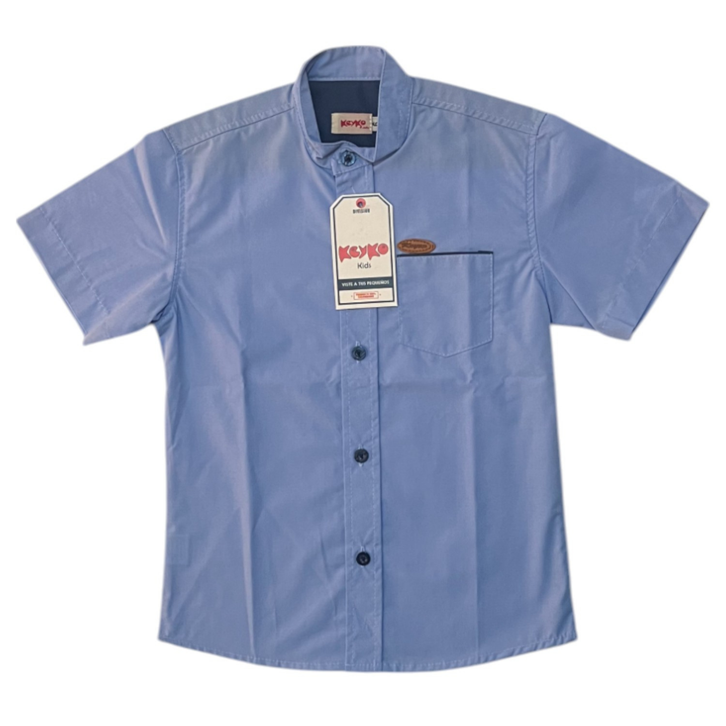 Camisa Algodón niño manga corta - Azul claro