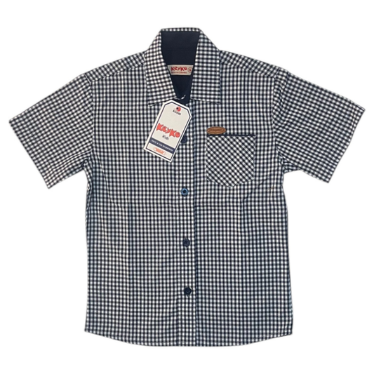 Camisa Algodón niño manga corta - Cuadros blanco/negro